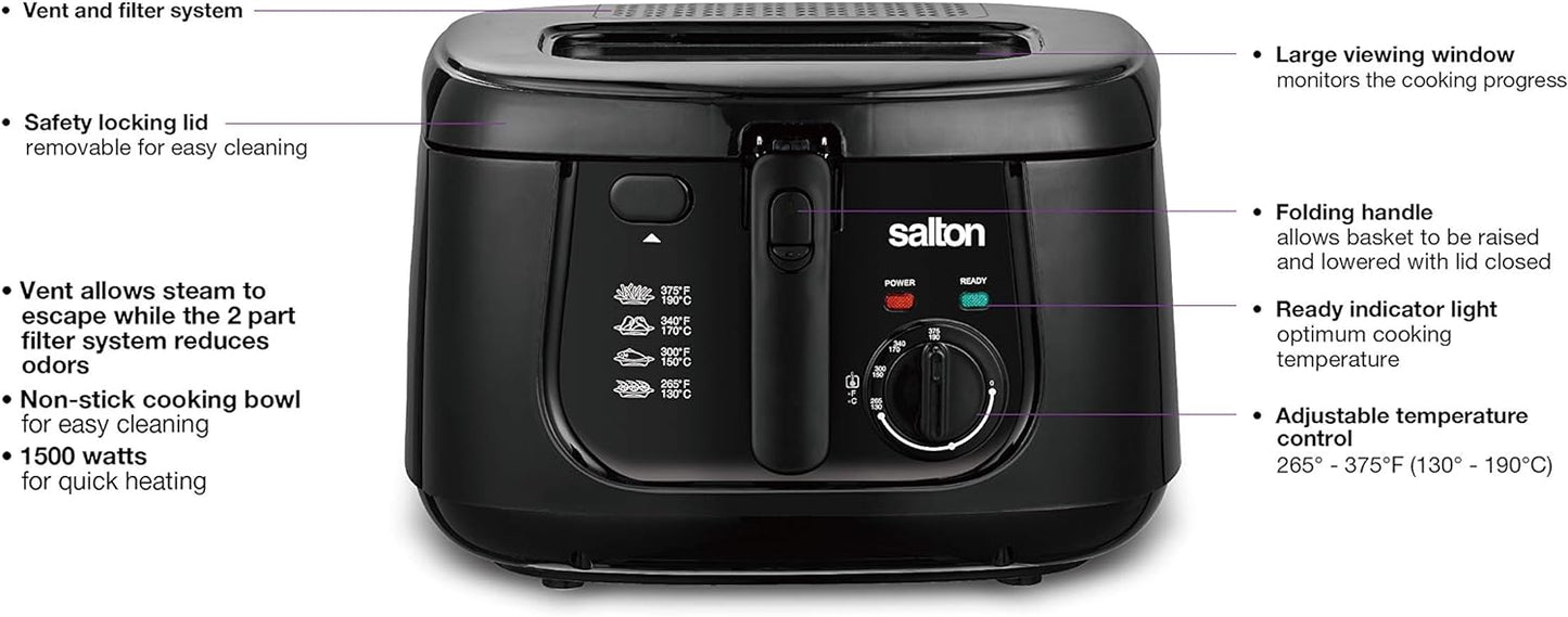 Salton Cool Touch 2.5 qt. Black Deep Air Fryer