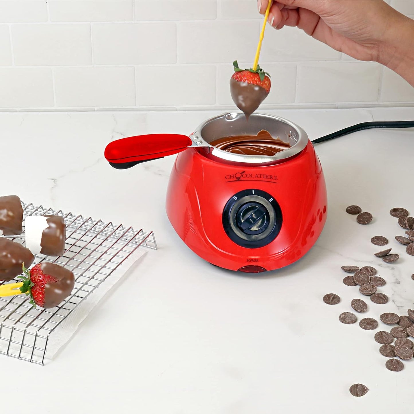 Total Chef Chocolatiere Electric Melter and Fondue Pot for Chocolate and Candy Melts, 8.8 oz. (250 g)