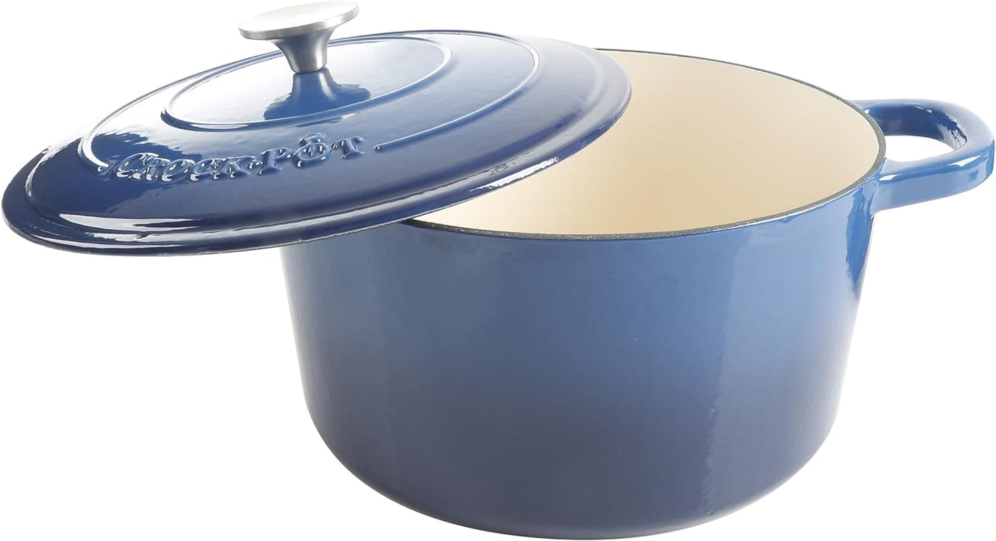 Crock-Pot Artisan 7 qt. Round Cast Iron Nonstick Dutch Oven in Sapphire Blue with Lid