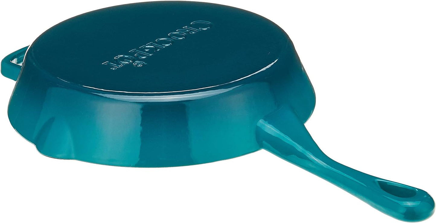 Crock-Pot Artisan 10 in. Cast Iron Nonstick Skillet in Teal Ombre with Helper Handle