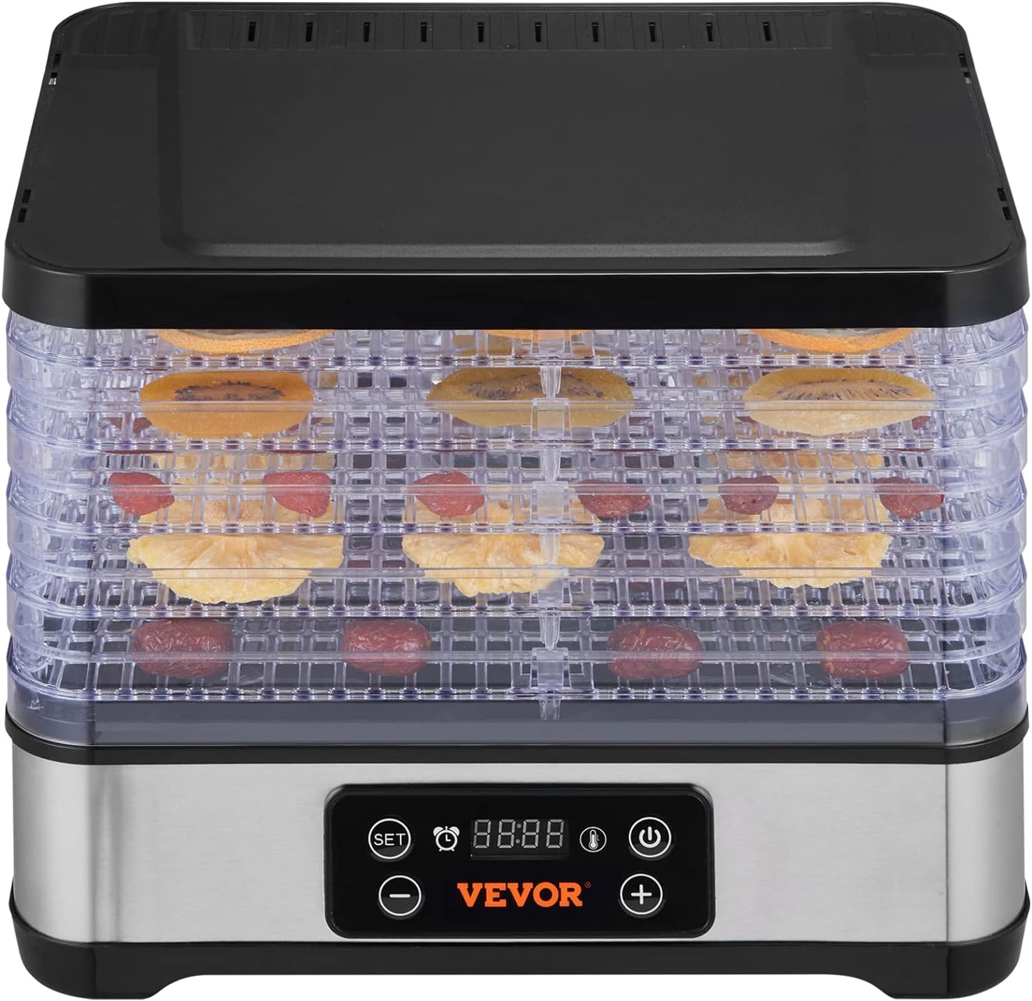 VEVOR Food Dehydrator Machine 5-Tray Fruit Black Dehydrator 300W Electric Food Dryer