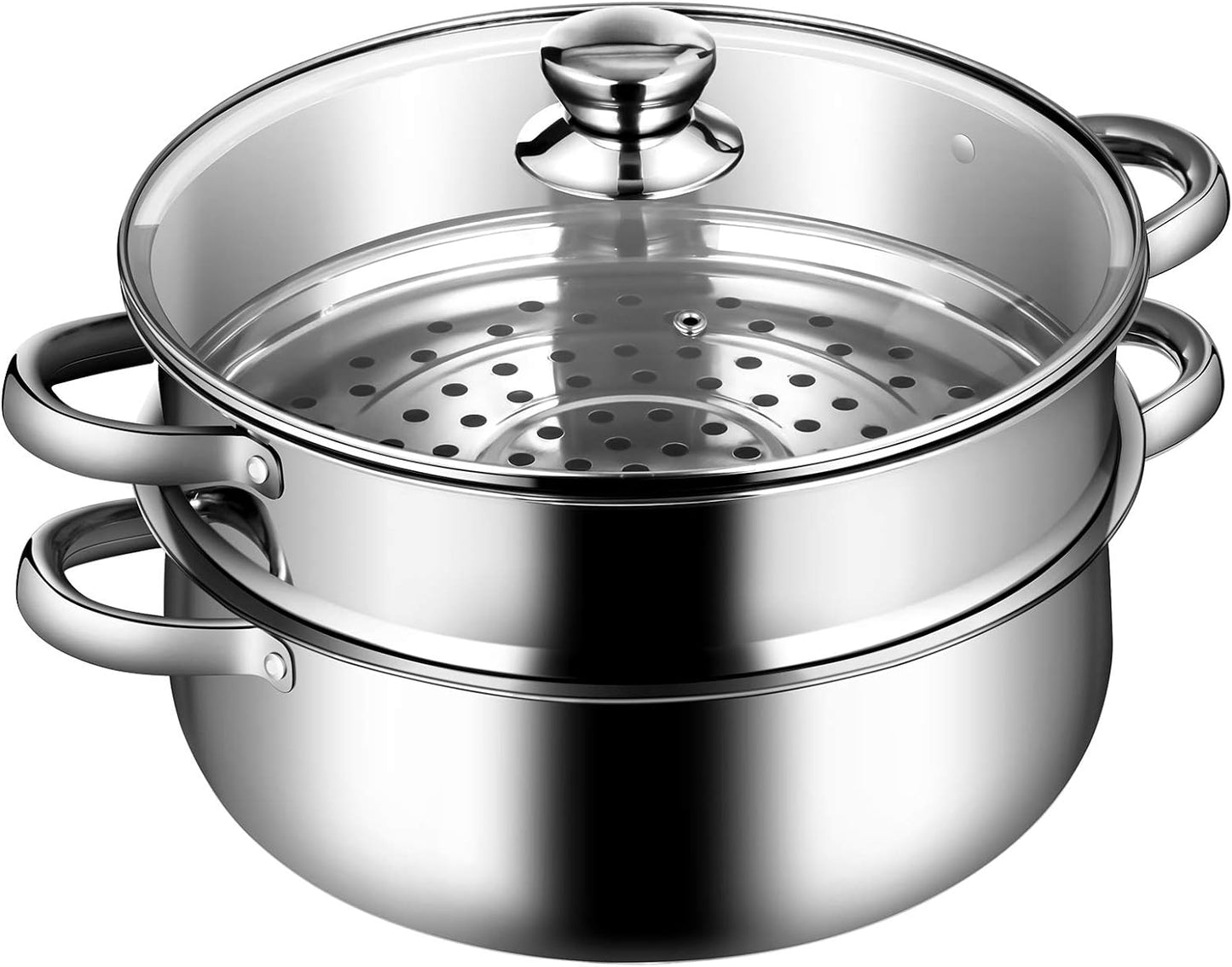 Bunpeony 2-Tier 9.5 qt. Stainless Steel Steamer Pot Cookware Boiler with 4.2 qt. steamer insert and Lid