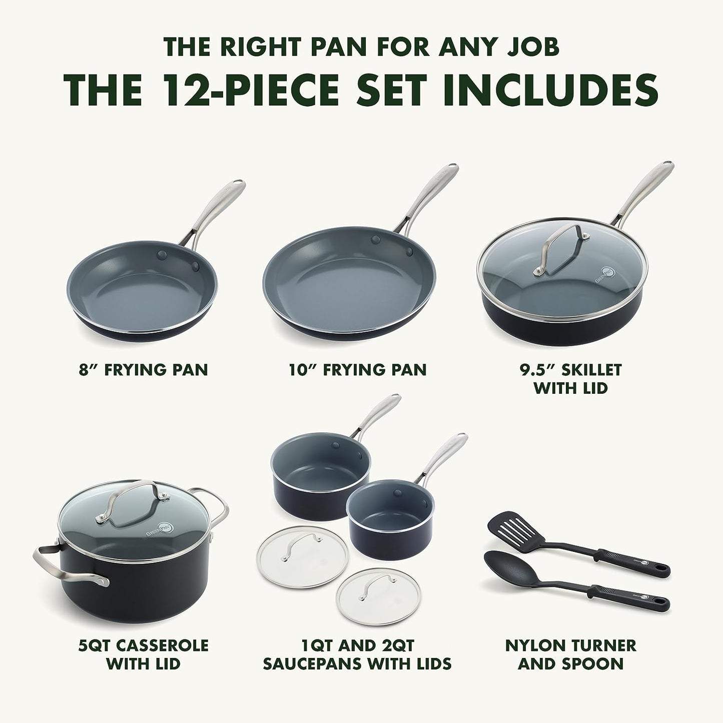 GreenPan 12-Piece Swift Healthy Ceramic Nonstick Aluminum Cookware Set