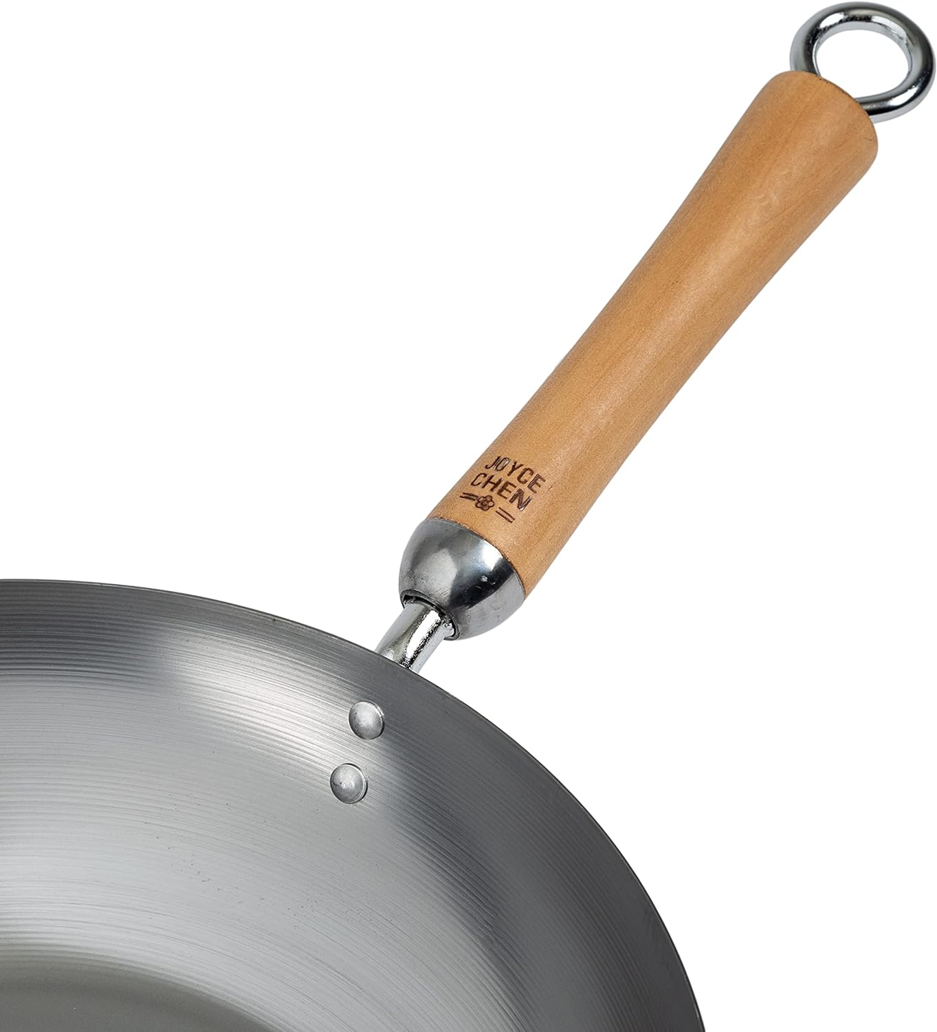 JOYCE CHEN Joyce Chen 12 in. Silver Carbon Steel Stir-Fry Pan with Birchwood Handle