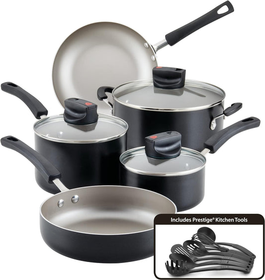 Farberware Black 14-Piece Smart Control Cookware Nonstick Pots and Pans Set