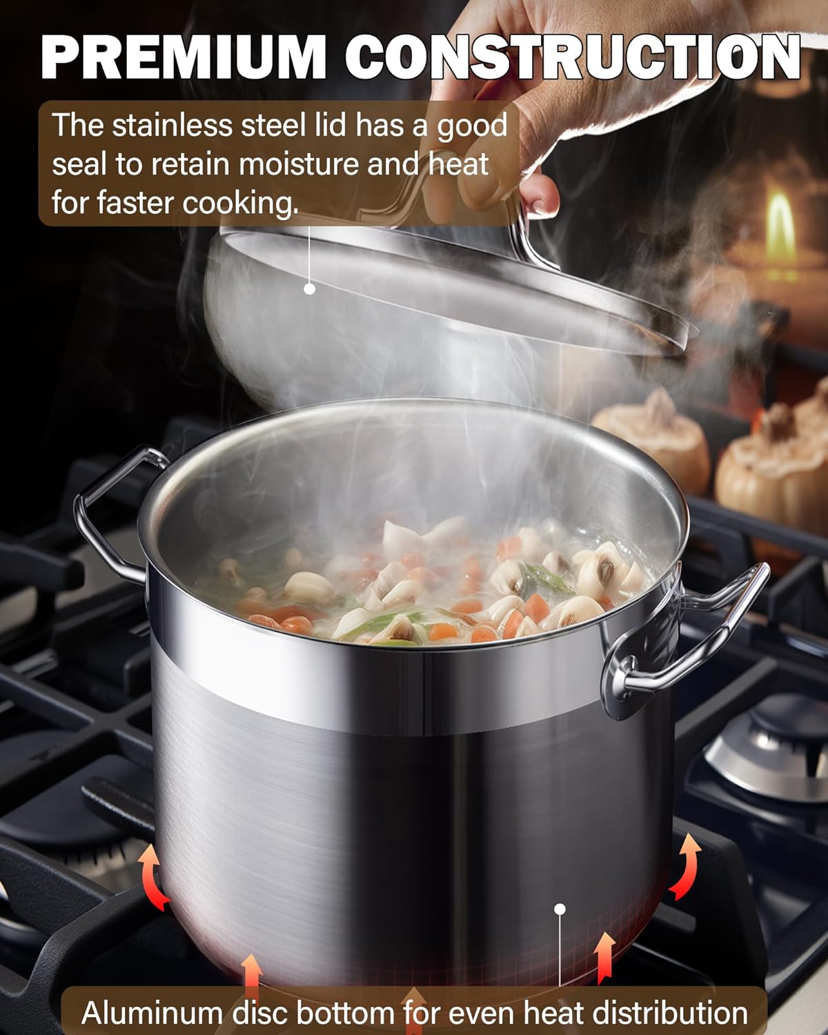 Cooks Standard Professional Grade 11 qt. Stainless Steel Stock Pot with Lid