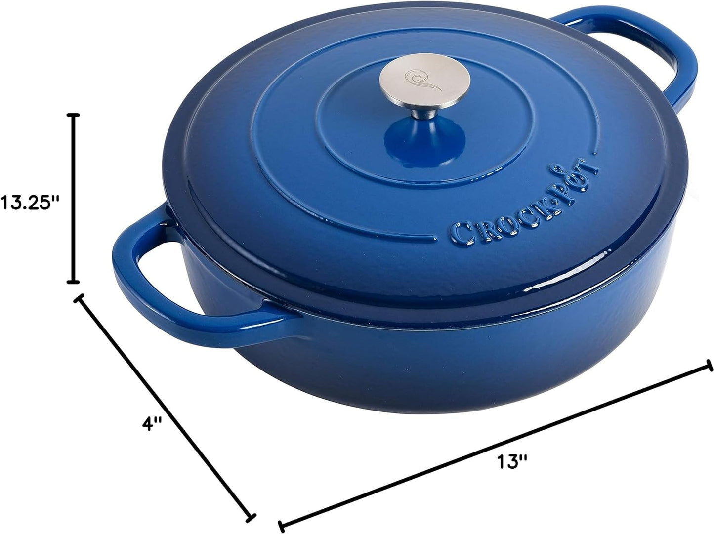 Crock-Pot Artisan 5 qt. Round Enameled Cast Iron Braiser Pan with Self Basting Lid in Blue