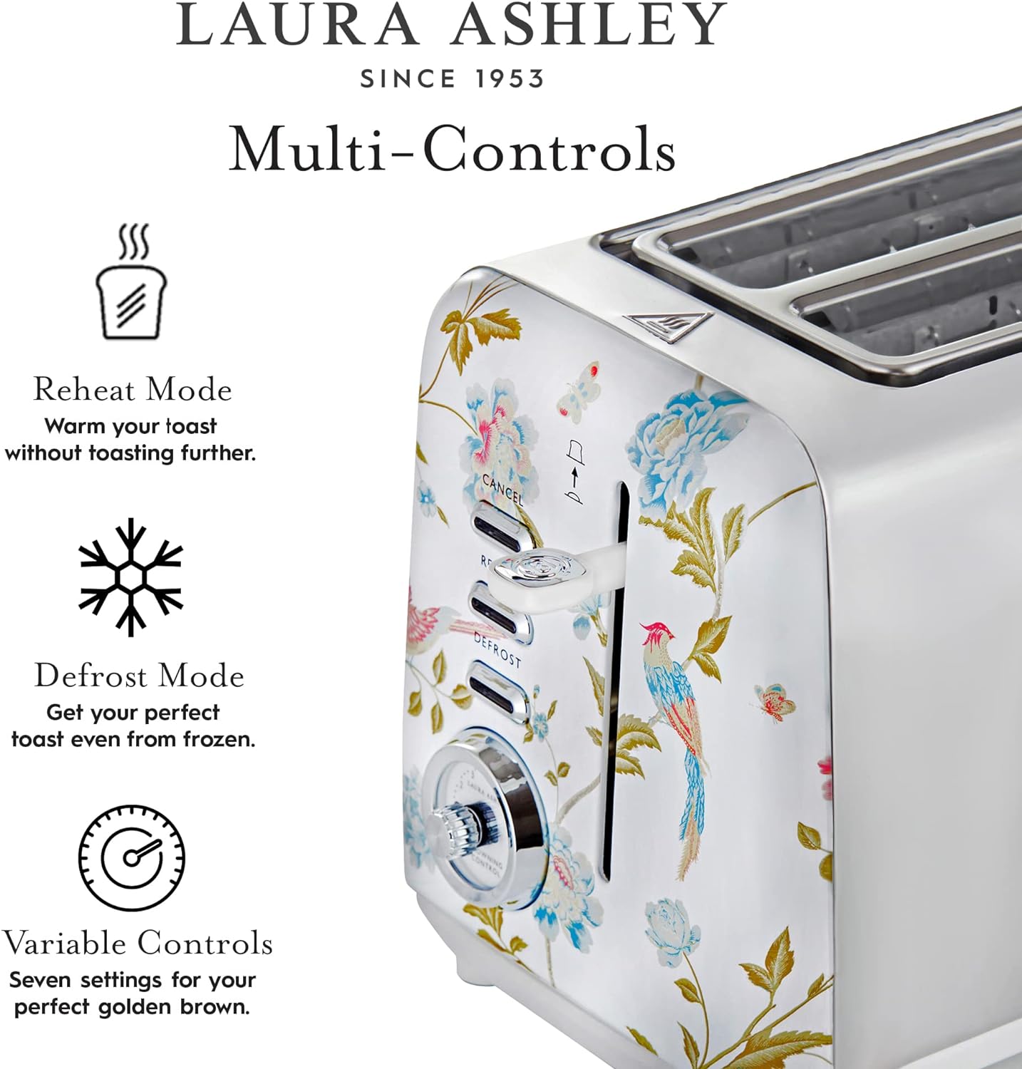 Laura Ashley 850-Watt 2-Slice Toaster, Elveden White