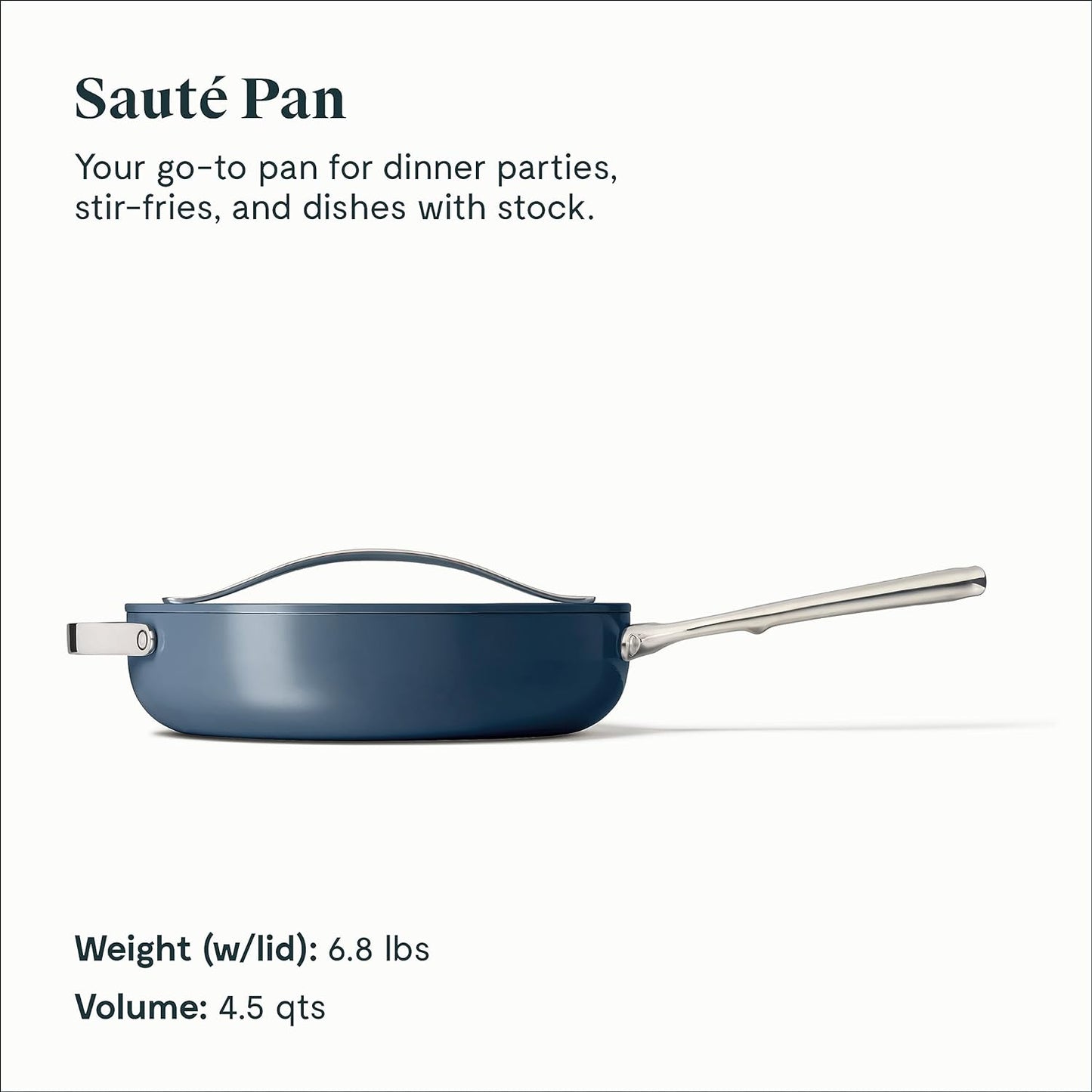 CARAWAY HOME 3 qt. Ceramic Nonstick Saute Pan in Navy