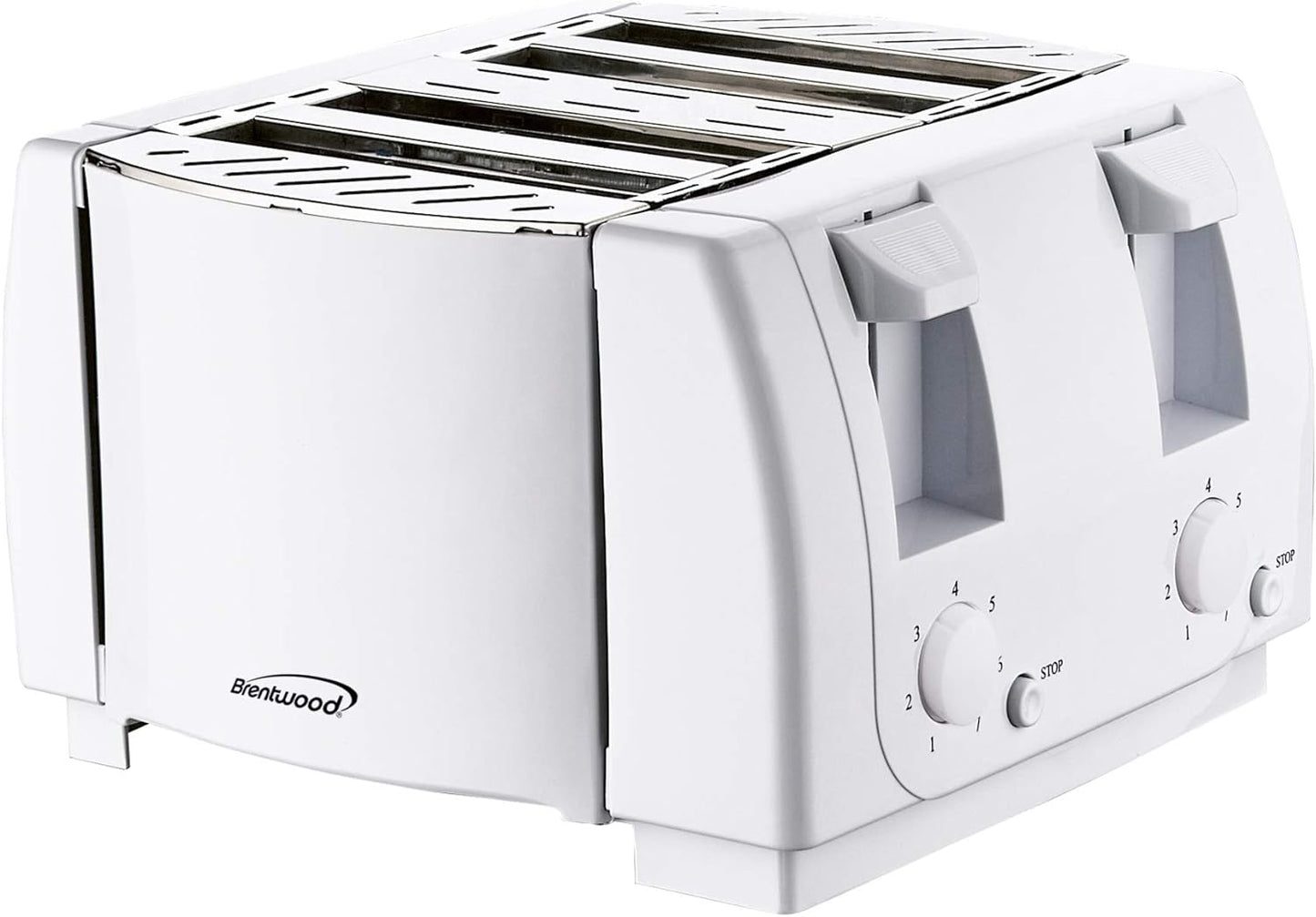 Brentwood Appliances 4-Slice White Toaster with Cool-Touch Exterior