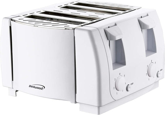 Brentwood Appliances 4-Slice White Toaster with Cool-Touch Exterior