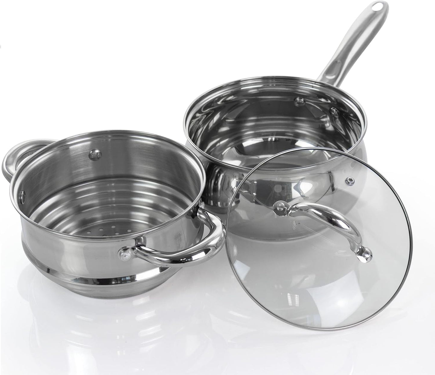 Gibson Home Ancona 12-Piece Stainless Steel Belly Shaped Cookware Set with Kitchen Tools