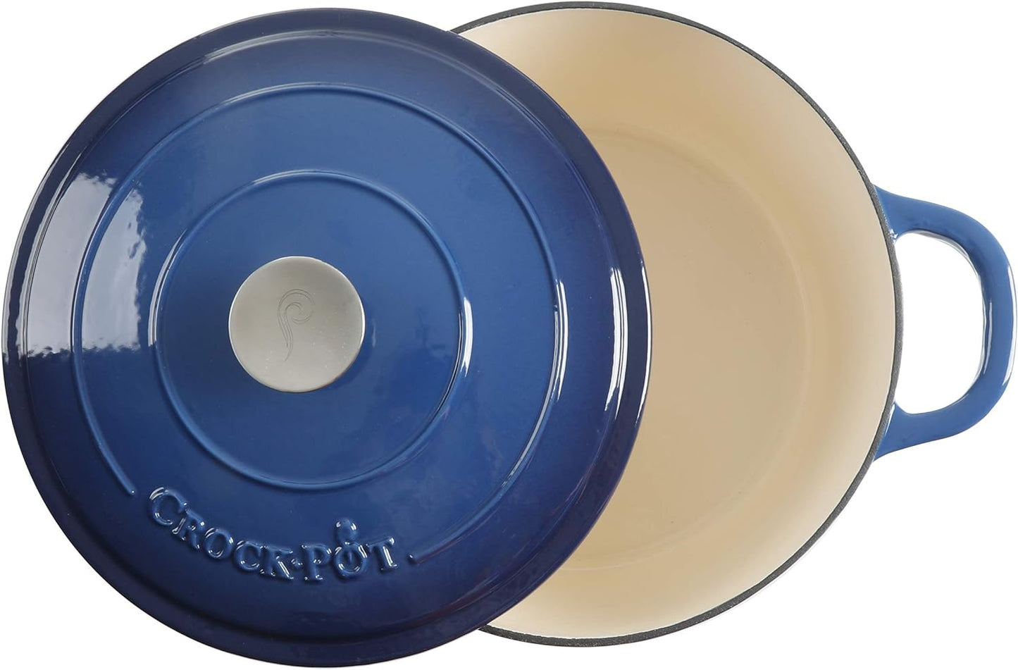 Crock-Pot Artisan 7 qt. Round Cast Iron Nonstick Dutch Oven in Sapphire Blue with Lid