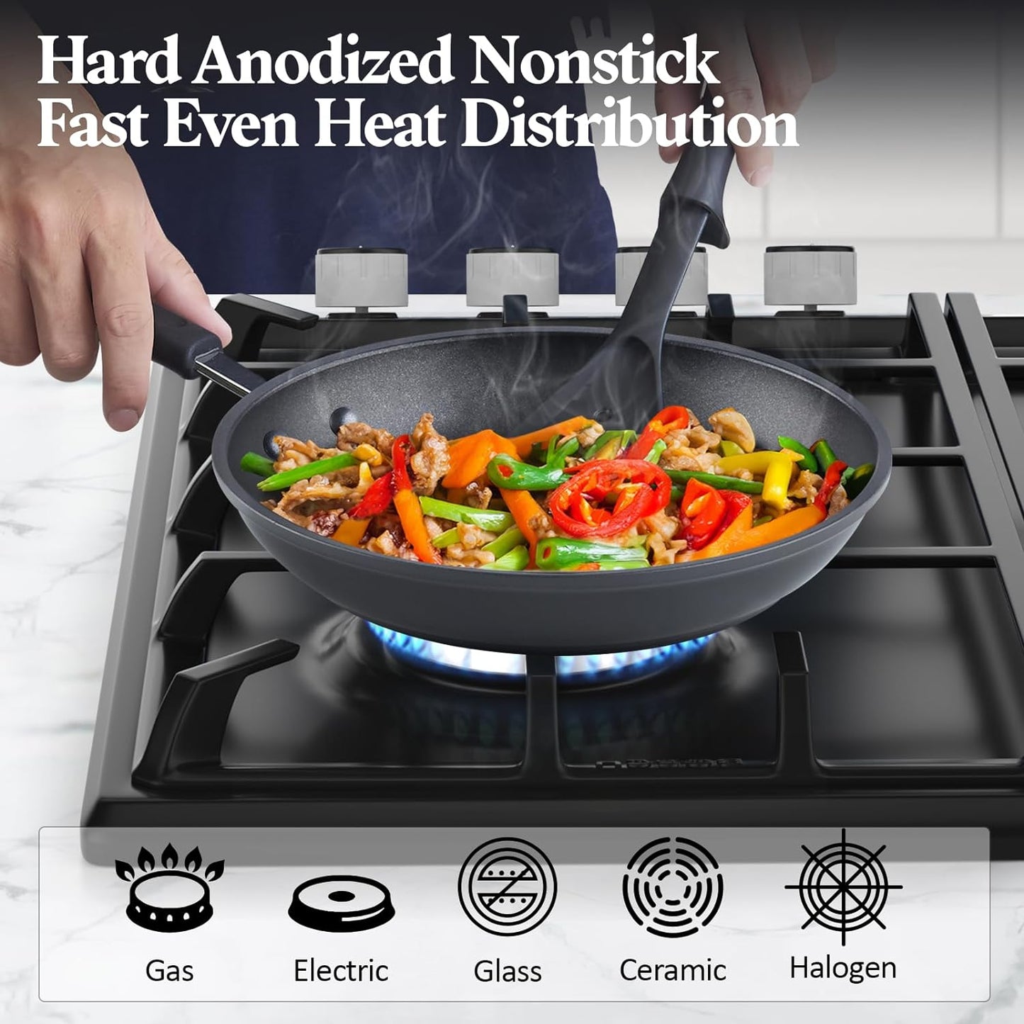 Cook N Home 12-Piece Hard Anodized Aluminum Nonstick Cookware Set