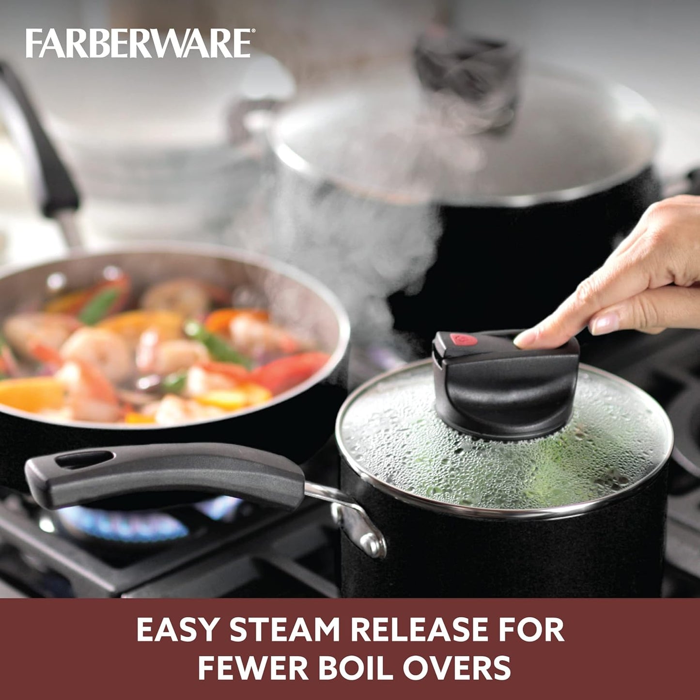 Farberware Black 14-Piece Smart Control Cookware Nonstick Pots and Pans Set