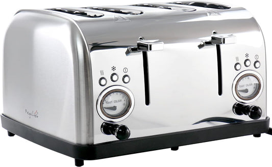 MegaChef 4-Slice Wide Slot Toaster With Variable Browning in Silver