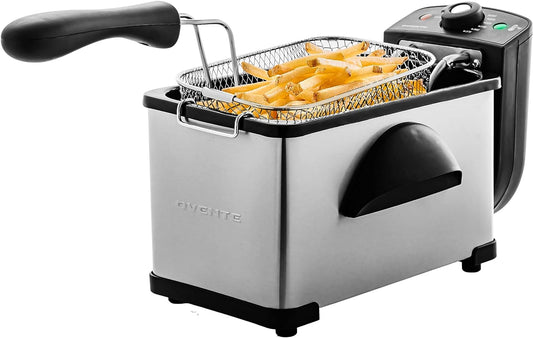 OVENTE 2.11 Qt Silver Electric Deep Fryer with Removable Frying Basket