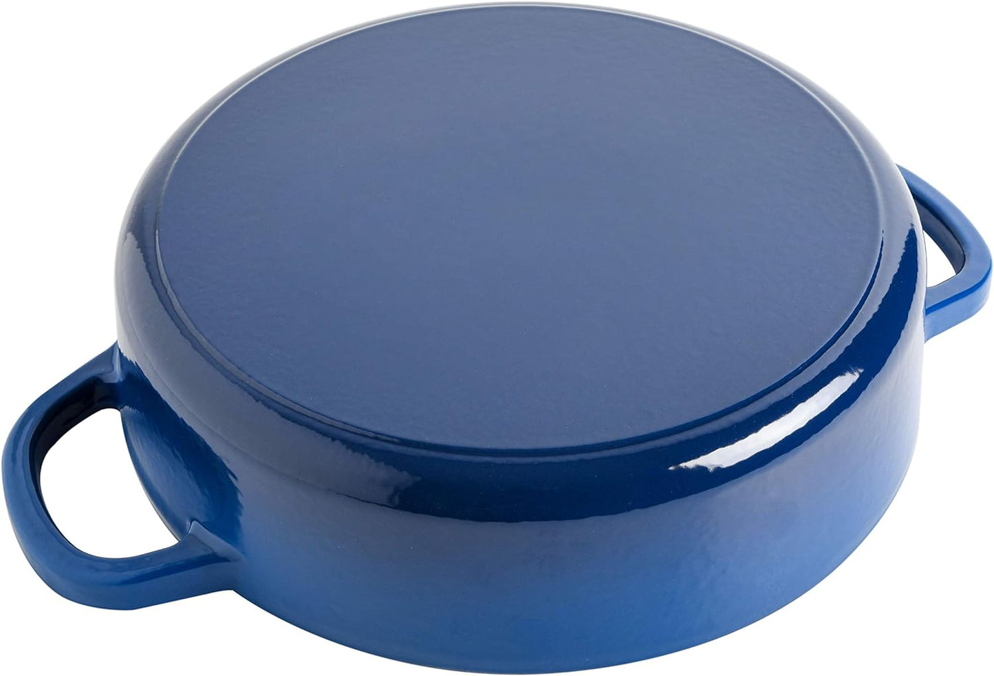 Crock-Pot Artisan 5 qt. Round Enameled Cast Iron Braiser Pan with Self Basting Lid in Blue