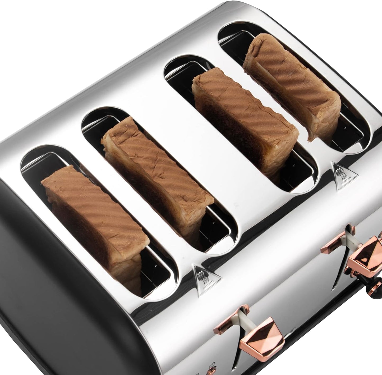 MegaChef 4-Slice Wide Slot Toaster With Variable Browning in Black and Rose Gold