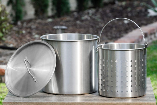 Barton 32 qt. Stainless Steel Stock Pot with Strainer Basket and Lid