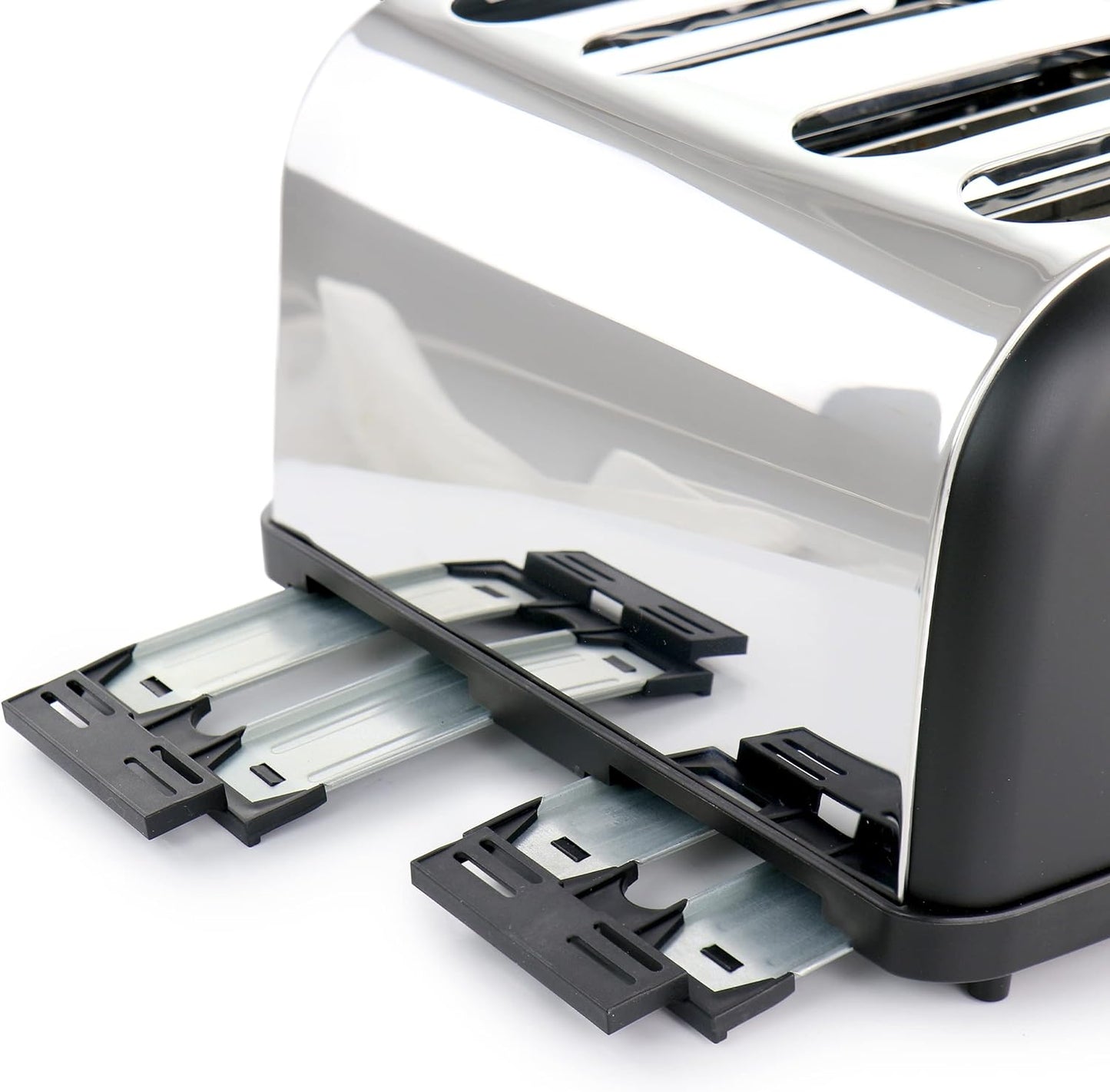 MegaChef 4-Slice Wide Slot Toaster With Variable Browning in Black and Rose Gold