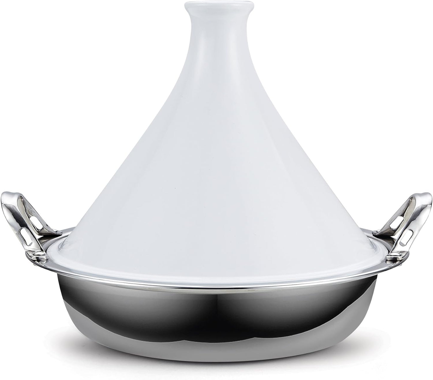 Cooks Standard Large 14 in. Multi-Ply Clad Stainless Steel Induction Tagine Wok with 2 Handle and Extra Glass Lid