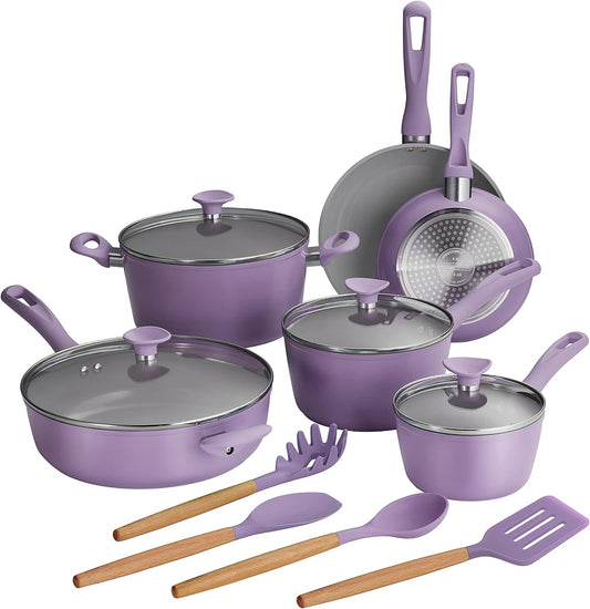 Tramontina 14-Piece Ceramic Cookware Set in Purple