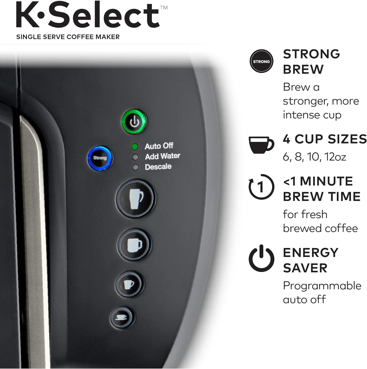 Keurig K-Select Matte Black Single Serve Coffee Maker with Automatic Shut-Off