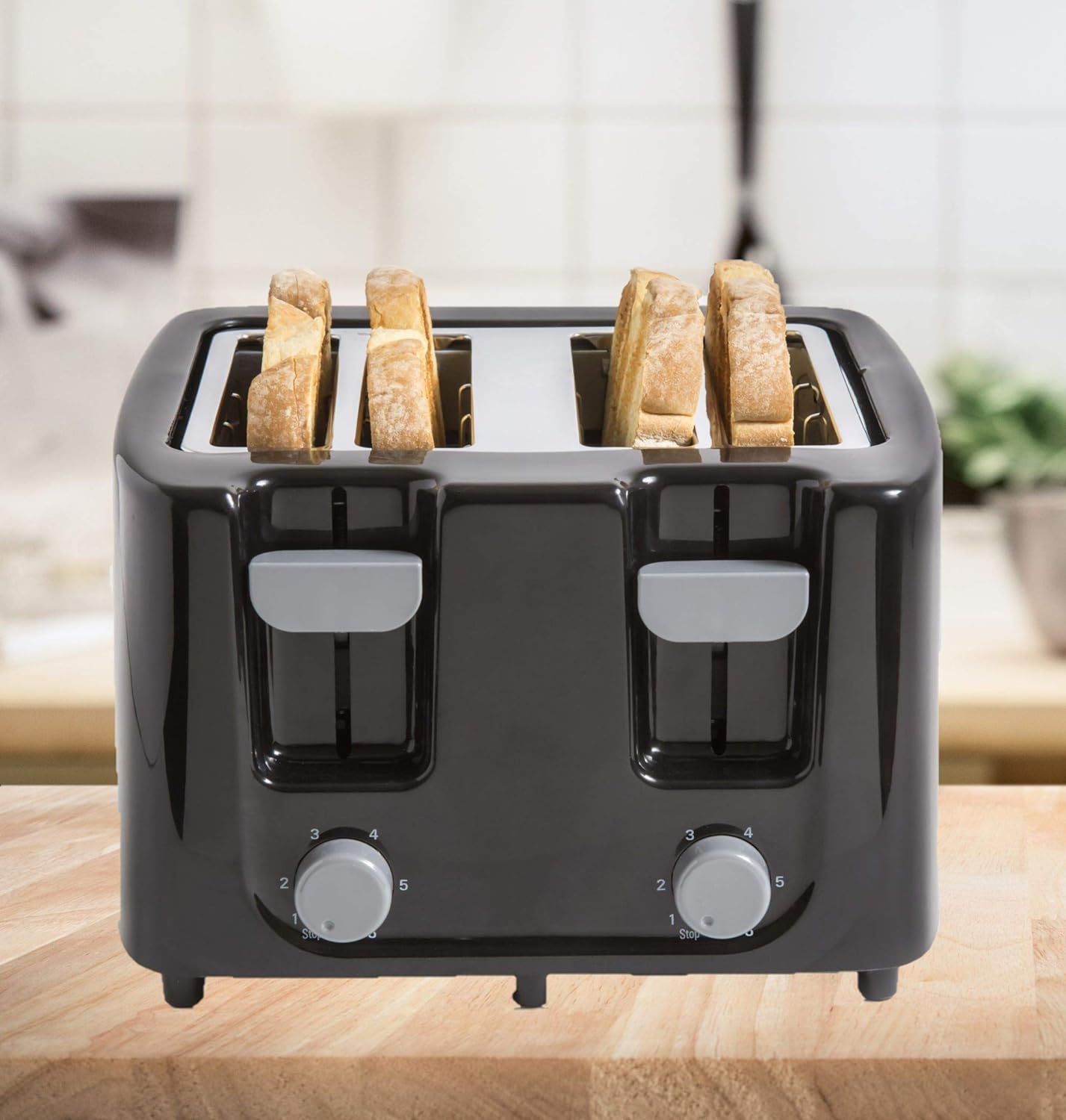 Continental 4-Slice Black Toaster with Cool-Touch Exterior