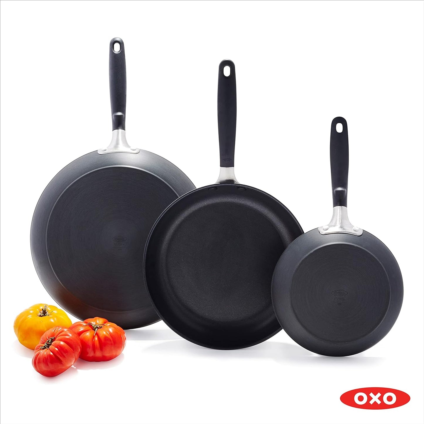 OXO Good Grips Nonstick 3-Piece Hard-Anodized Aluminum Frying Pan Set