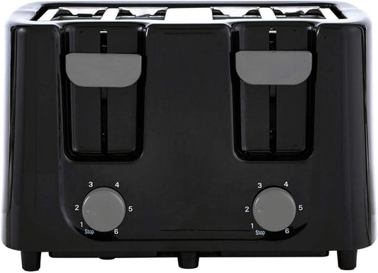 Continental 4-Slice Black Toaster with Cool-Touch Exterior