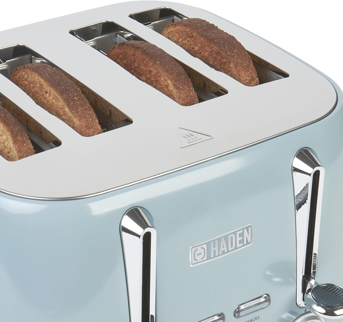 HADEN Brighton 1500-Watt 4-Slice Wide Slot Skye Blue Toaster with Removable Crumb Tray and Adjustable Settings