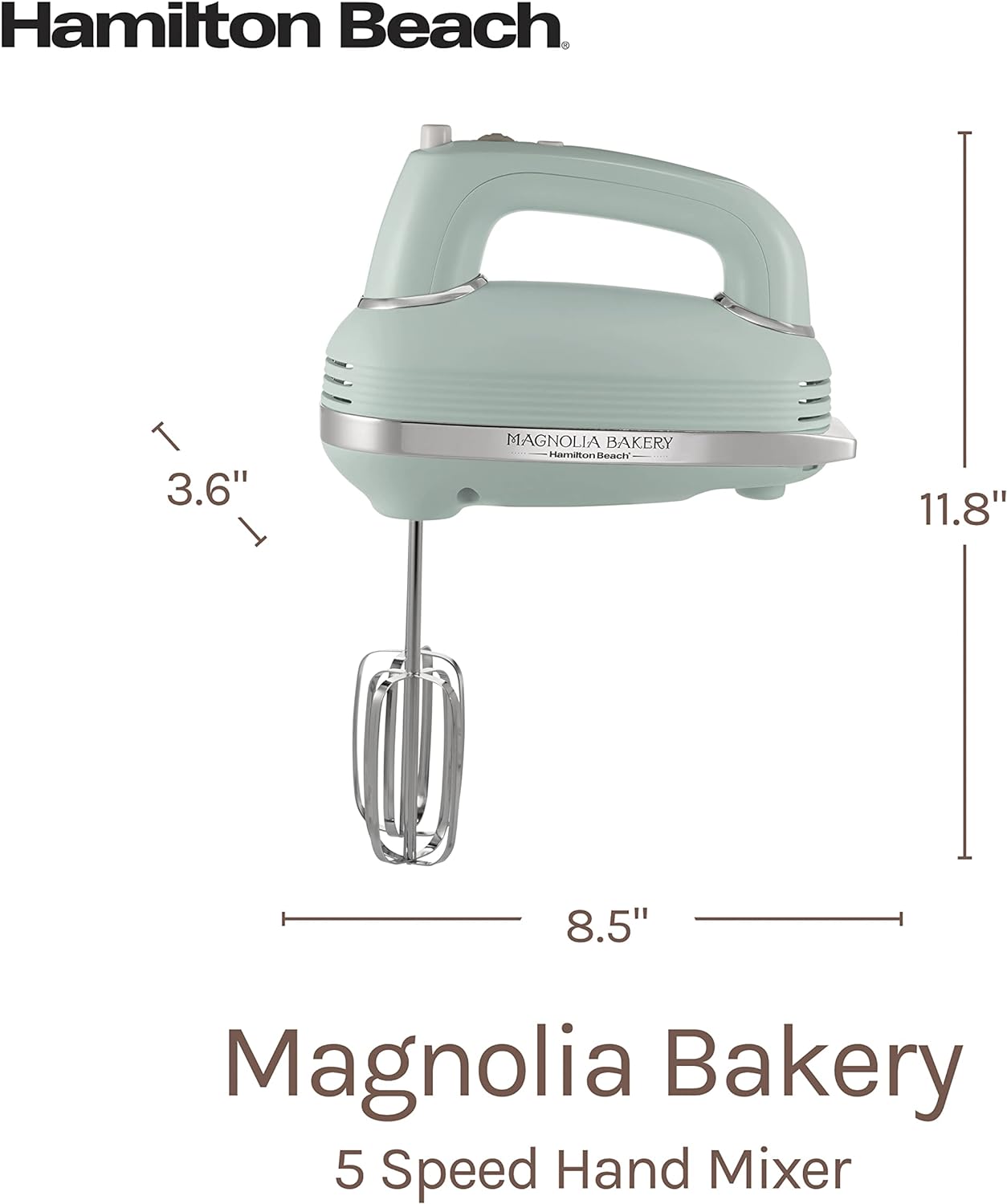 Magnolia Bakery 5-Speed Blue Hand Mixer with Storage Case