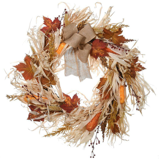 National Tree Company 24 in. Artificial Harvest Raffia Wreath