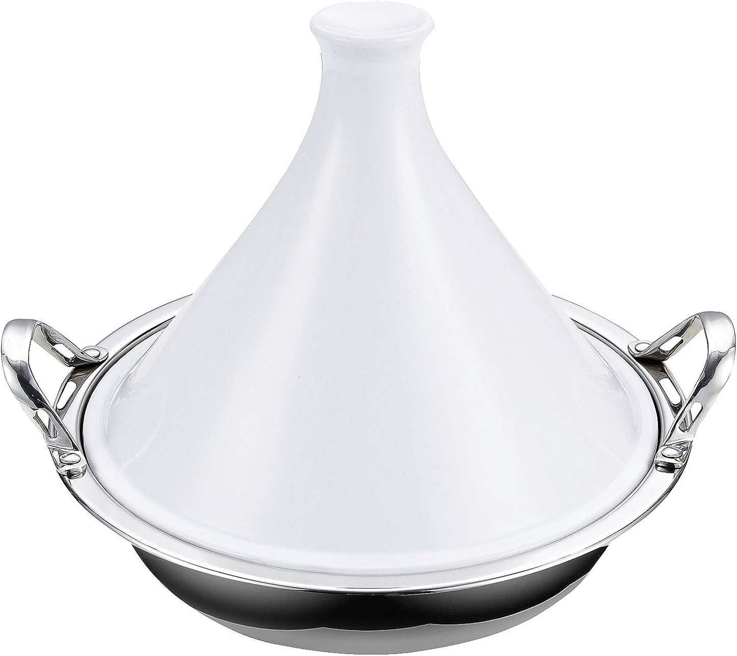 Cooks Standard Large 14 in. Multi-Ply Clad Stainless Steel Induction Tagine Wok with 2 Handle and Extra Glass Lid