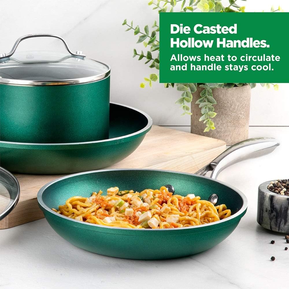 GRANITESTONE 15-Piece Aluminum Ultra-Durable Non-Stick Diamond Infused Cookware and Bakeware Set in Emerald Green