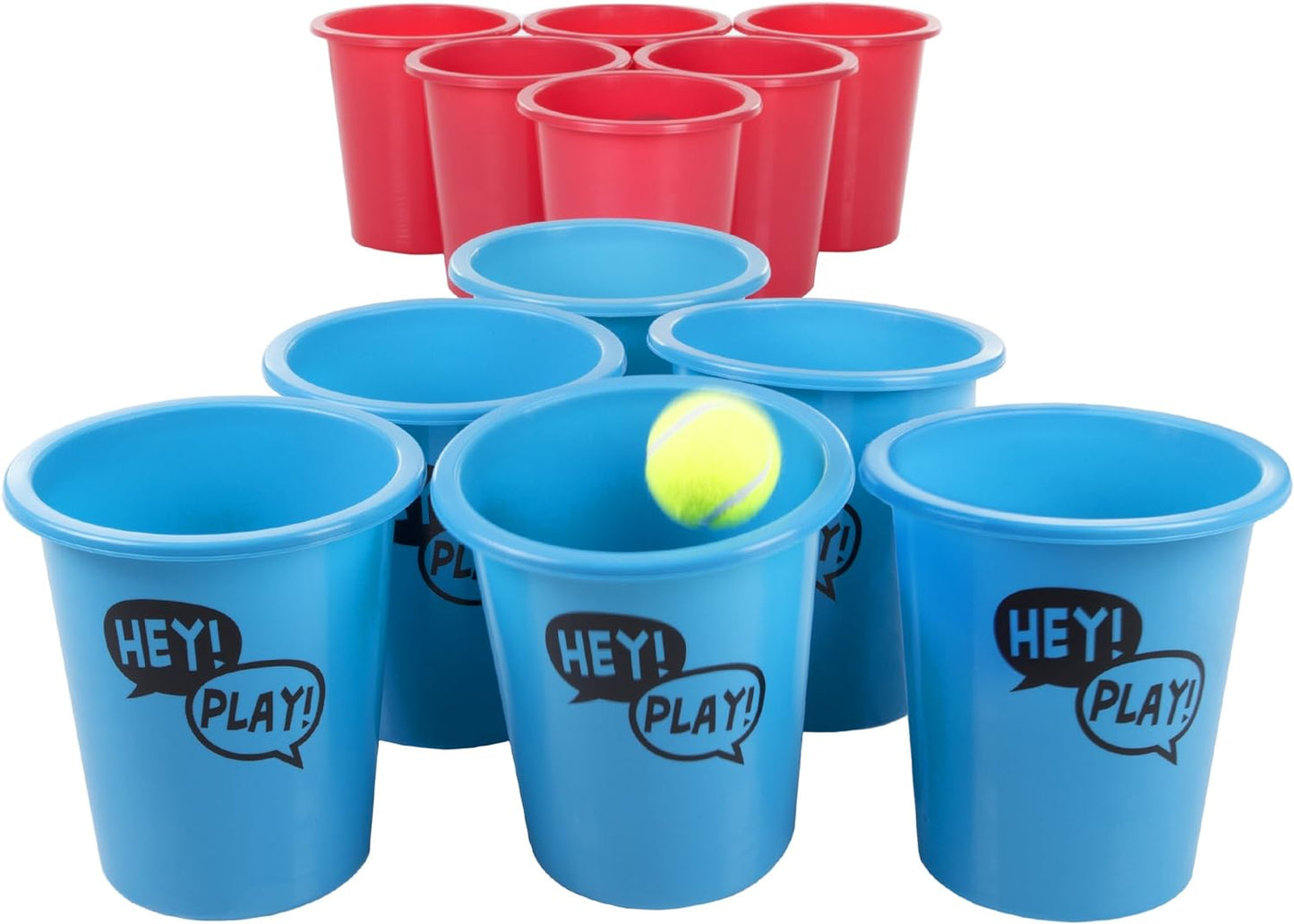 Trademark Games Giant Red and Blue Yard Pong Game for Whole Family with 12 Buckets, 2 Balls and Carrying Tote