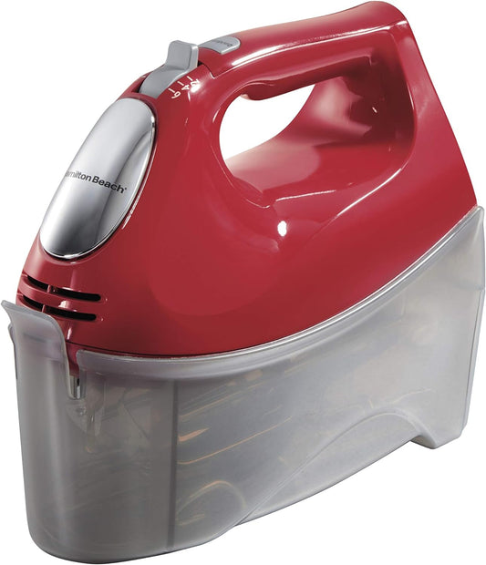 Hamilton Beach Ensemble 6-Speed Red Hand Mixer with Snap-On Case