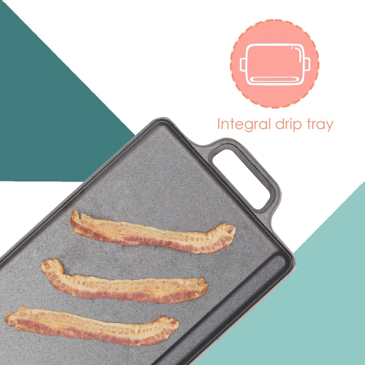 Home Basics 19 in. Pre-Seasoned Cast Iron Griddle