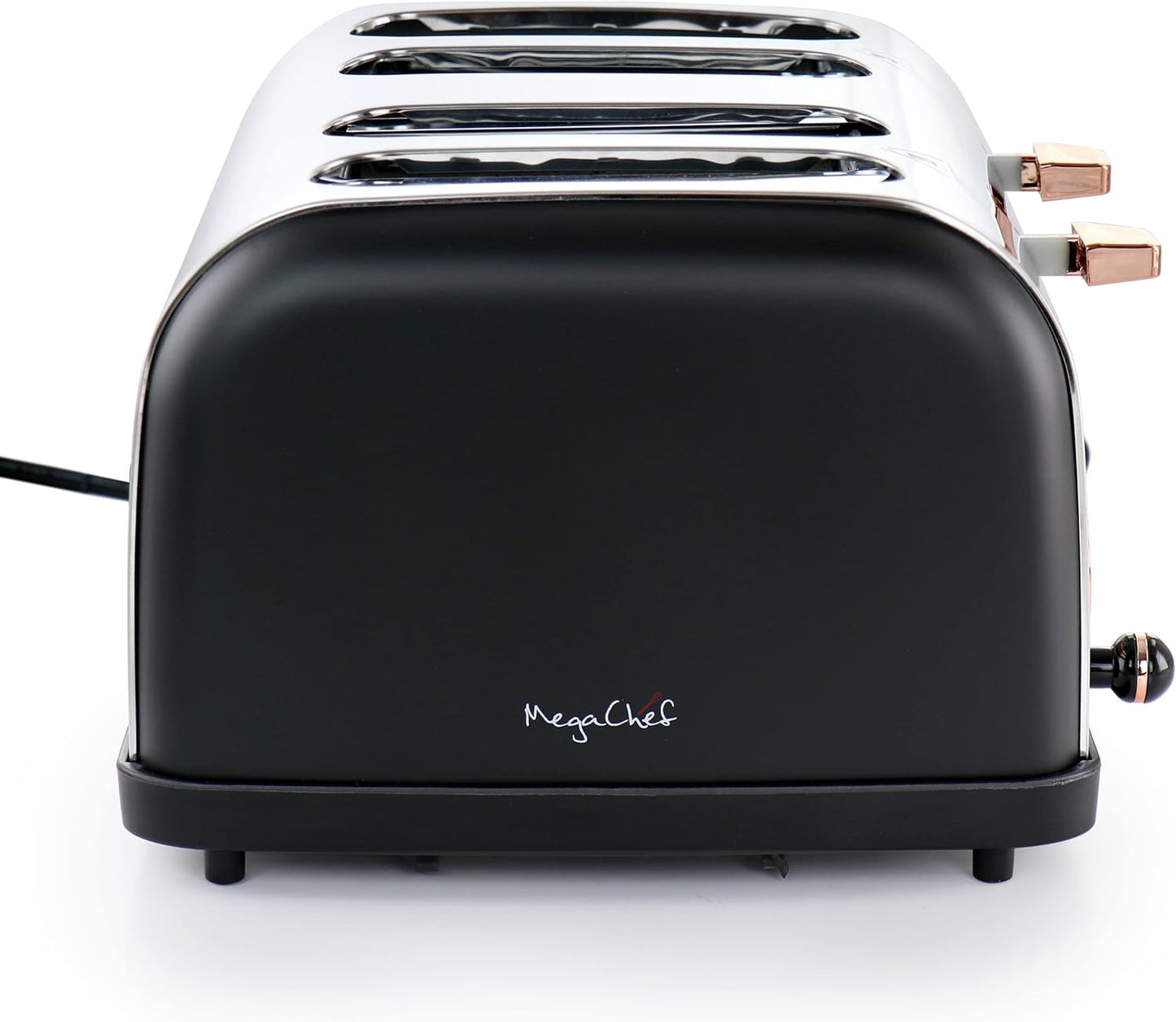 MegaChef 4-Slice Wide Slot Toaster With Variable Browning in Black and Rose Gold