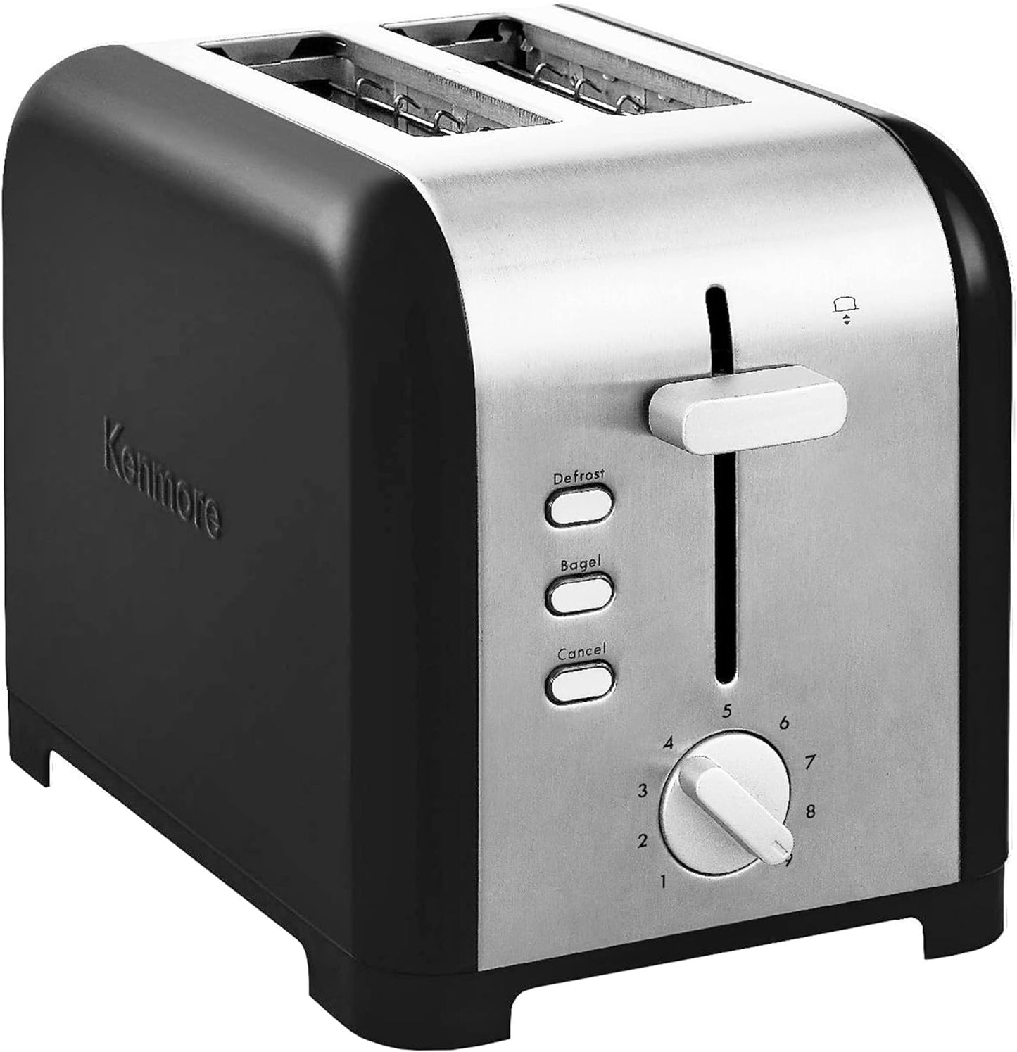 KENMORE 2-Slice Toaster, BlackStainless Steel, Extra Wide Slots, Bagel, Defrost, 9 Shade Settings