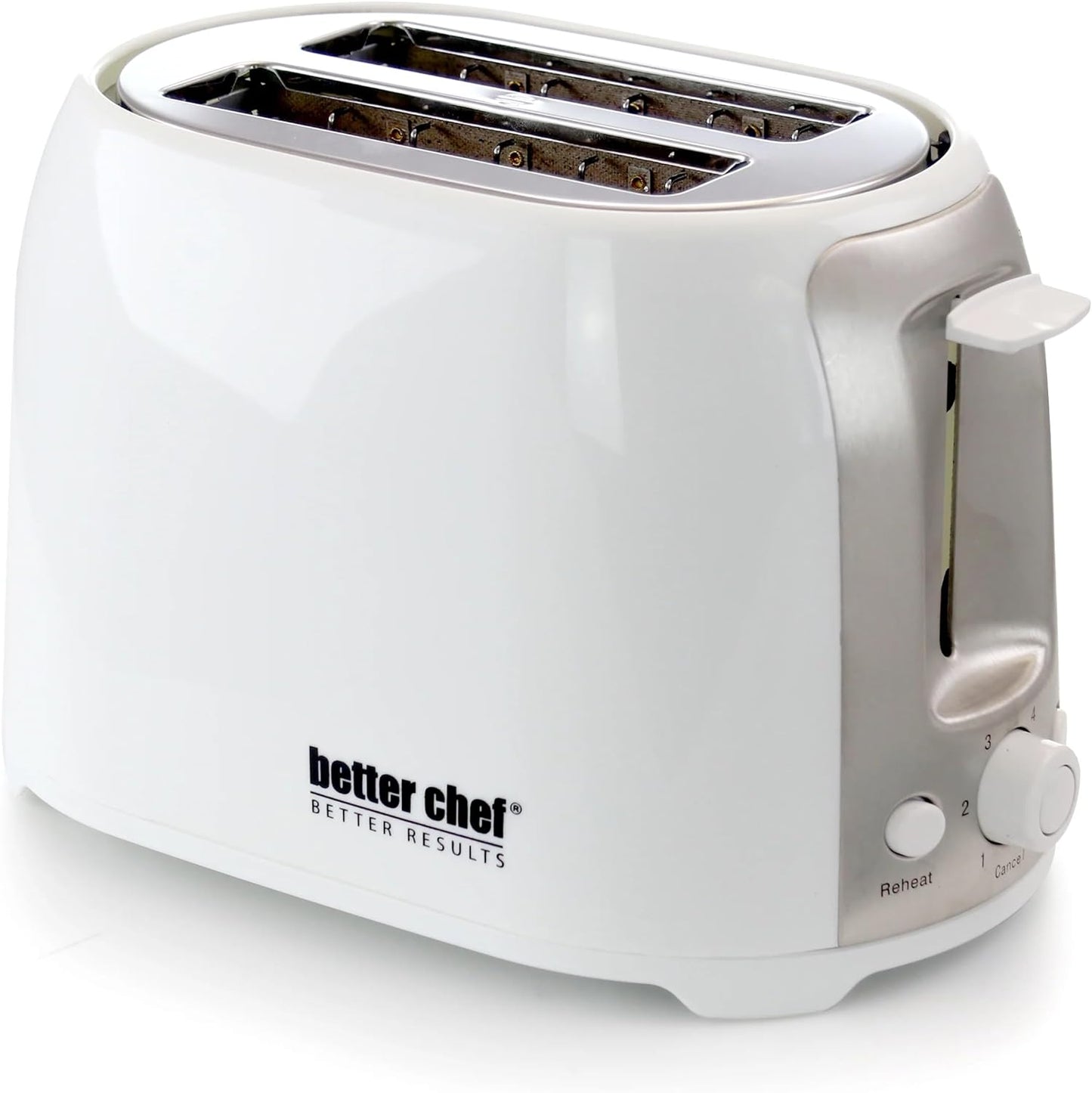 Better Chef 2-Slice White Wide Slot Toaster with Cool-Touch Exterior