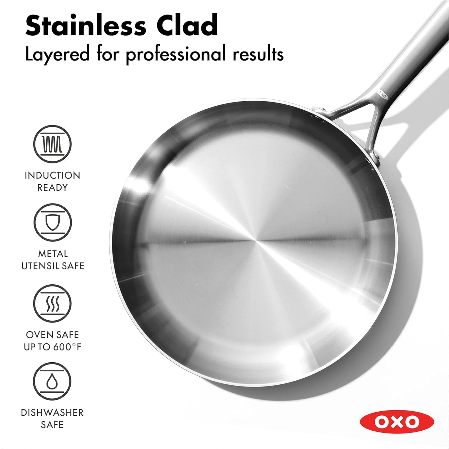 OXO 12 in. Stainless Steel Tri-Ply Mira Series Frying Pan