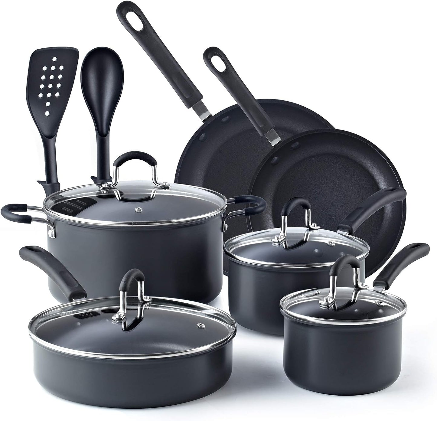 Cook N Home 12-Piece Hard Anodized Aluminum Nonstick Cookware Set