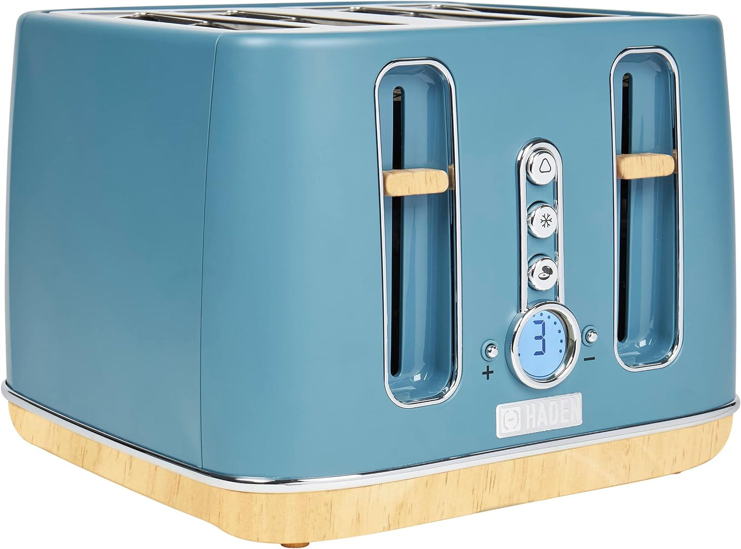 HADEN Dorchester 1600-Watt 4-Slices of Bread Stone Blue Wide Slot Toaster