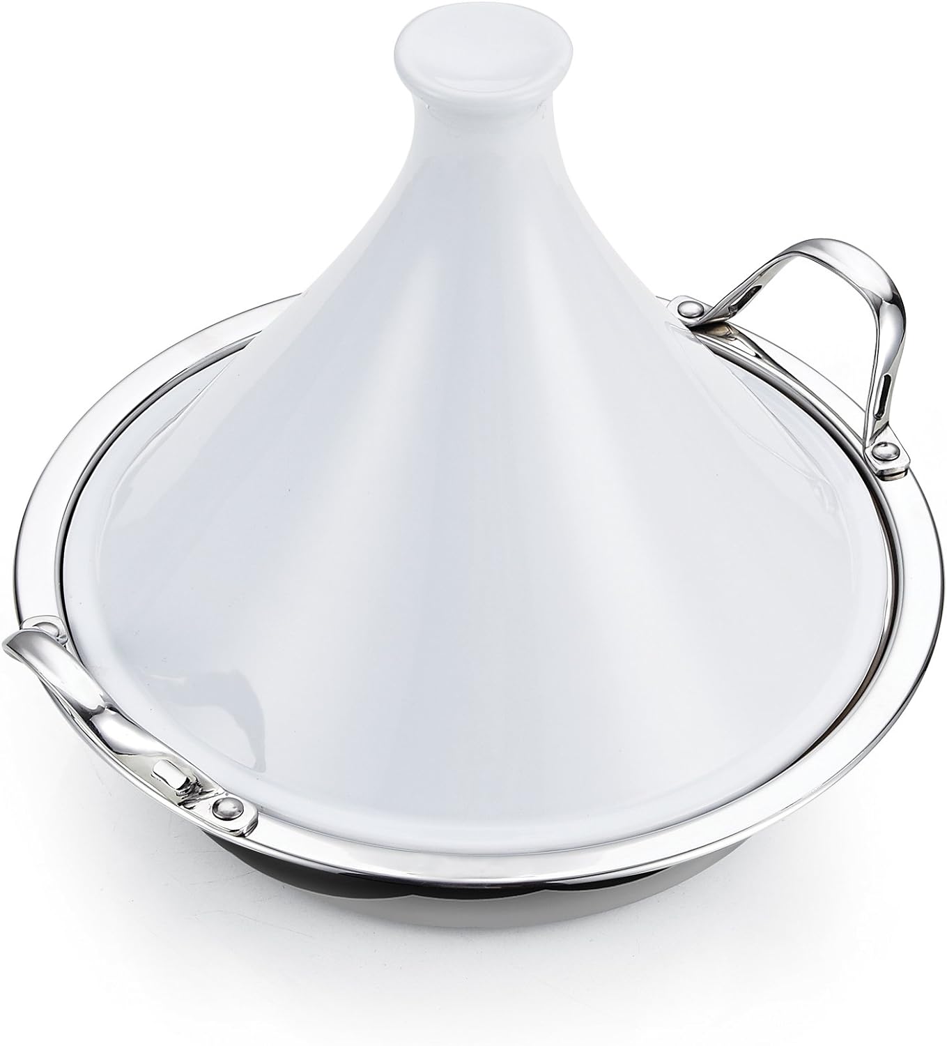 Cooks Standard Large 14 in. Multi-Ply Clad Stainless Steel Induction Tagine Wok with 2 Handle and Extra Glass Lid