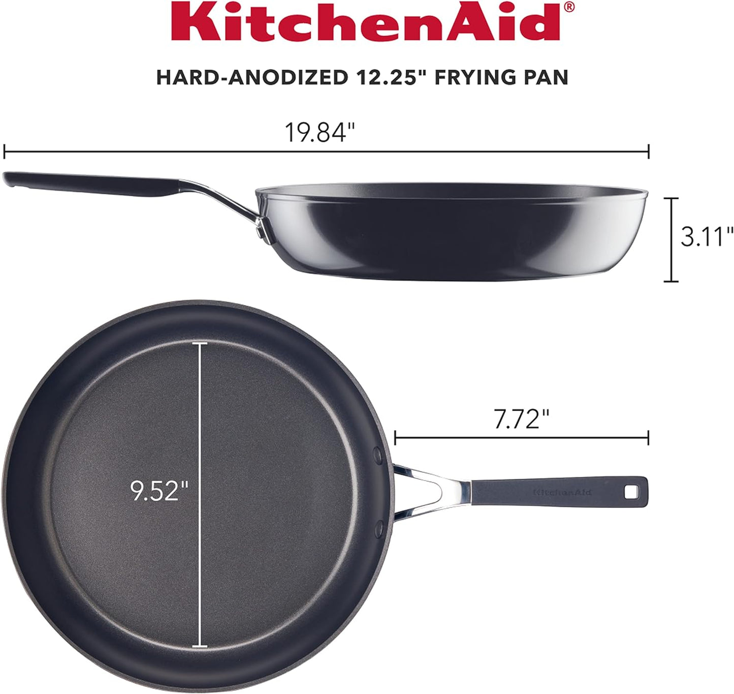 KitchenAid Hard Anodized Nonstick 12 .5 in. Hard Anodized Aluminum Frying Pan in Onyx