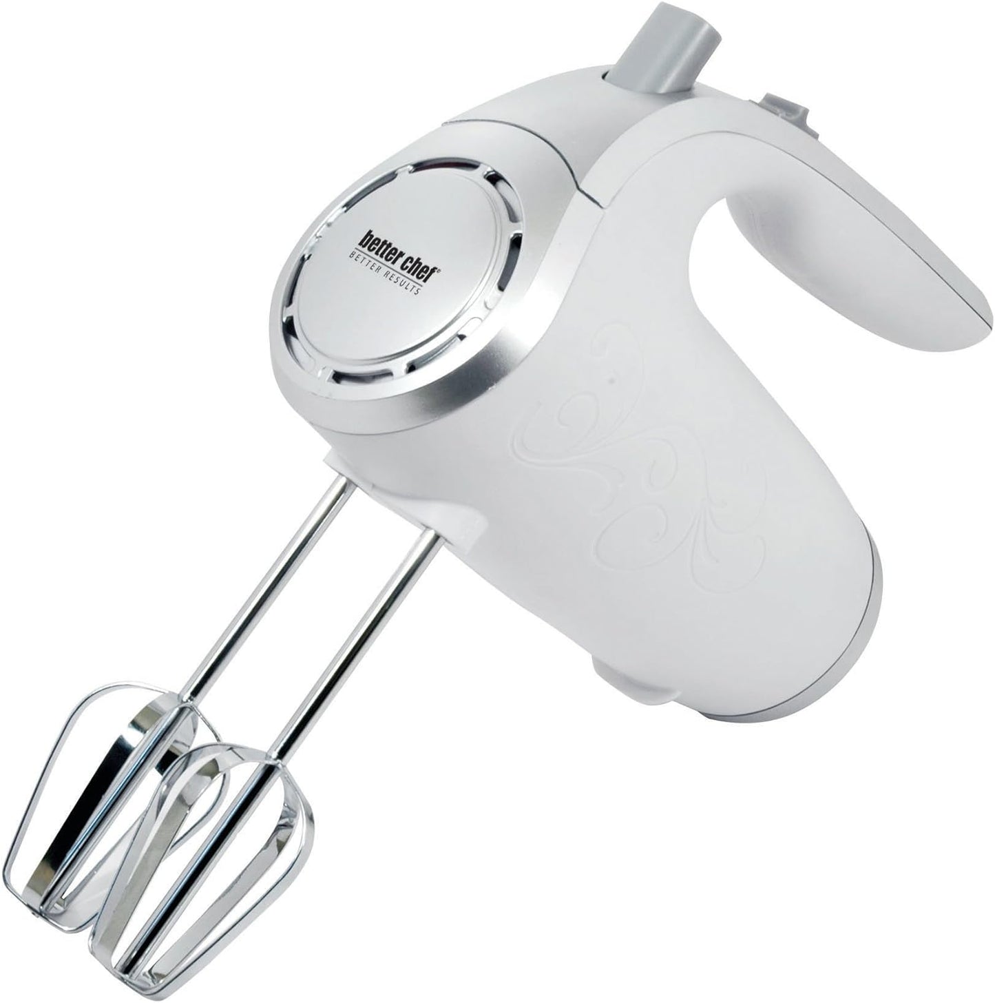 Better Chef 5-Speed 150-Watt White Hand Mixer with Silver Accents