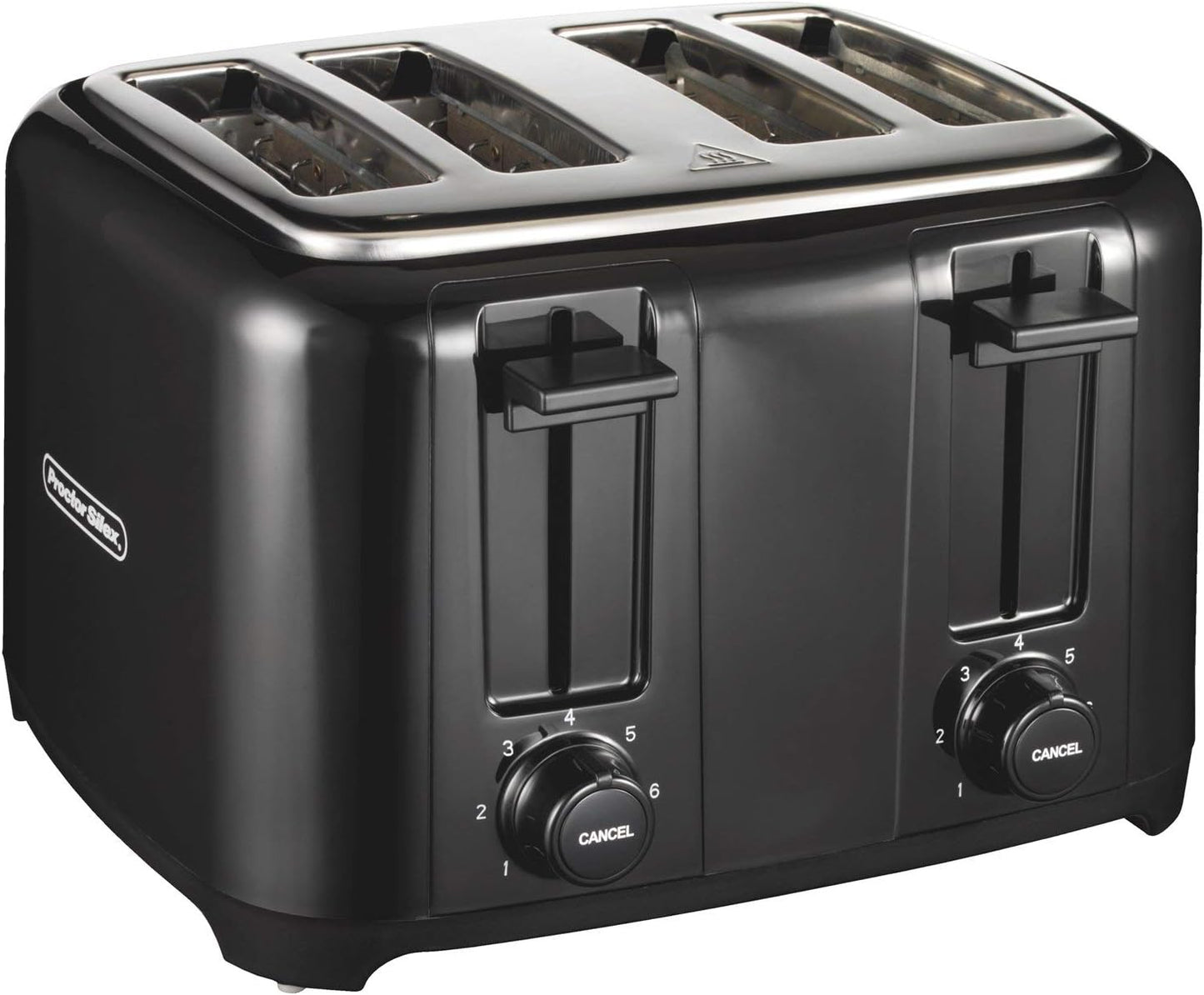 Proctor Silex 4-Slice Black Wide Slot Toaster with Crumb Tray and Automatic Shut-Off