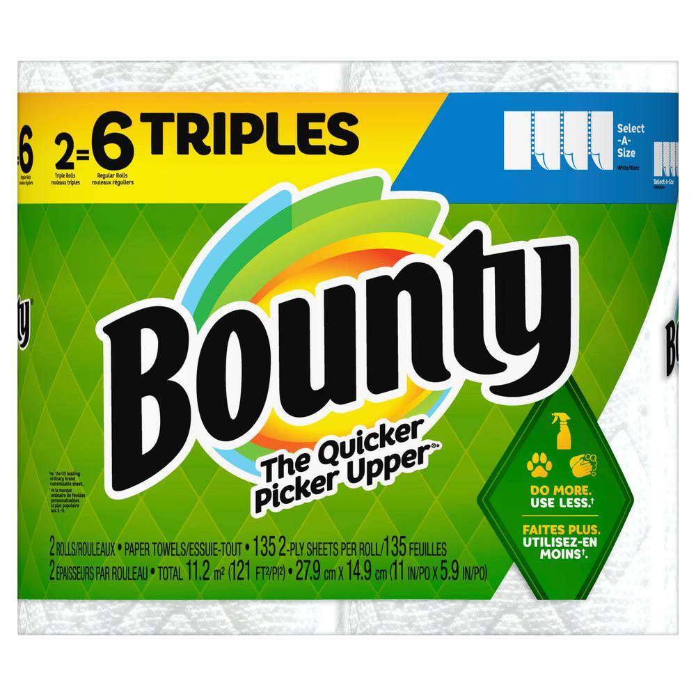 Bounty White Select-A-Size Paper Towel Roll (2 Triple Rolls)